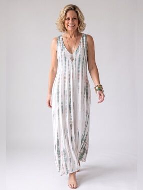 Young fabulous and Broke ALI Tie Dye Sleeveless V-neck Maxi Dress Size Small